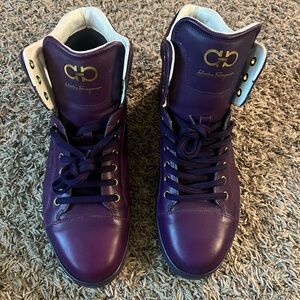 Mens Salvatore Ferragamo Stephen 2 Patent High Top Ramblas Gancio Fulton Sz 9 US